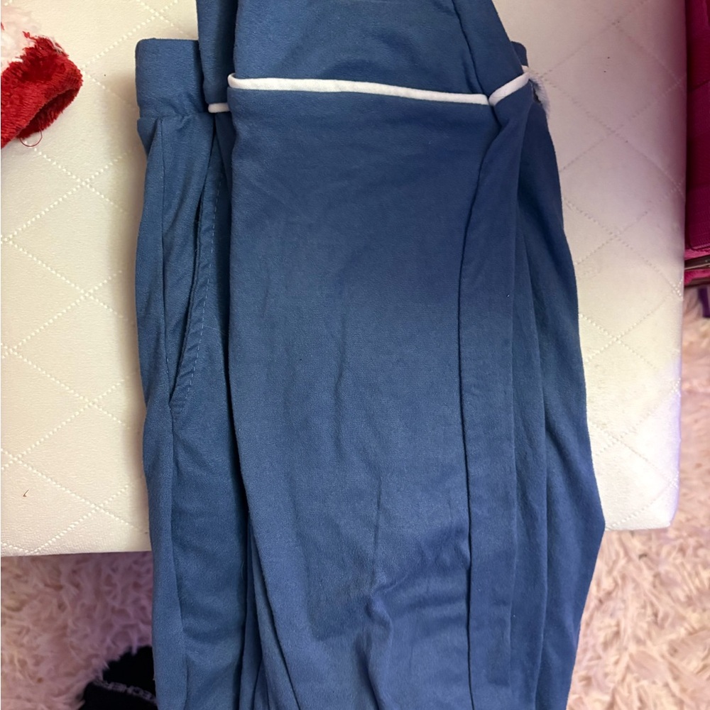 Blue Pants with White Trim